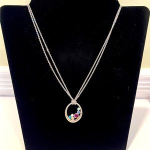 Lia Sophia silver necklace with multicolored stones